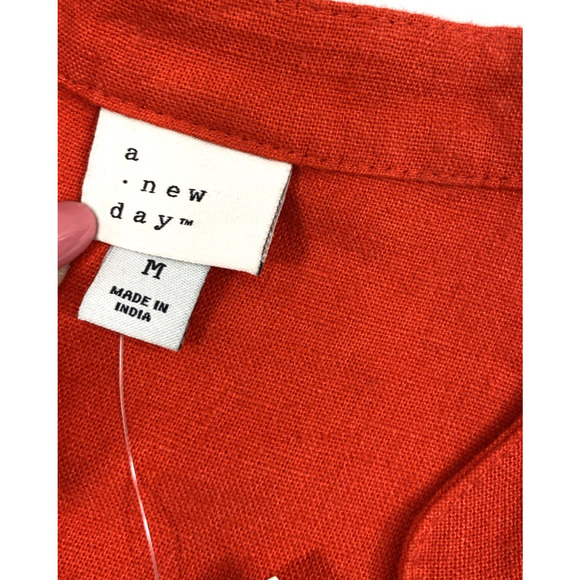 Womens Shorts Jumpsuit Size Medium Red Wrap 1 Piece Romper Linen Blend NWT - Picture 3 of 12